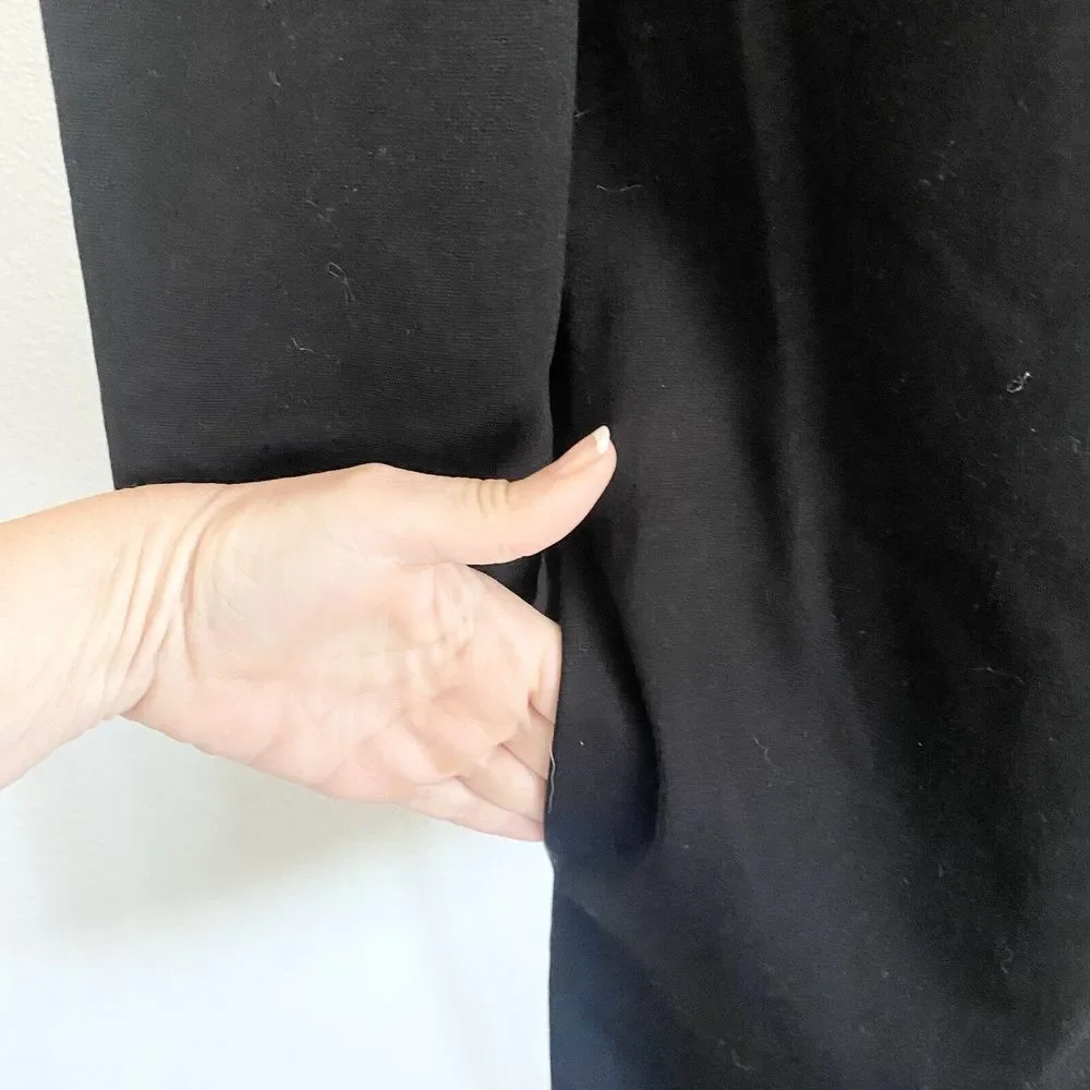 Kate‎ Spade Dress Women 4 Black Excellent 3/4 Sleeve Pleated Neck Ponte Sheath